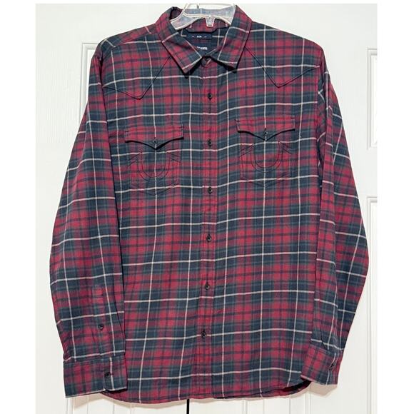 Men's True Religion Flannel Plaid Button Up Western Shirt, Size L - Picture 1 of 9